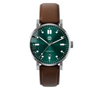 Henry ARCHER RELATIV Swiss Quarzo Acciaio Verde Pelle Data Marrone Orologio Uomo