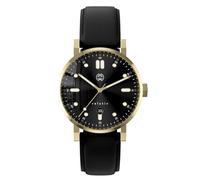 Henry ARCHER RELATIV Swiss Quarzo Oro Acciaio Nero Pelle Data Orologio Uomo