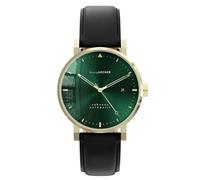 Henry ARCHER SEKVENS Automatico Acciaio Oro Nero Verde Pelle Data Orologio Uomo