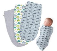 Henry Hunter Swaddle | Le semplici fasce per neonati | Morbida fascia elastica e confortevole coperta in cotone 0-3 mesi, confezione da 3 (dinosauri, squalo, erica chiara)