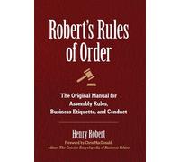 Henry Robert Robert's Rules of Order (Copertina rigida)