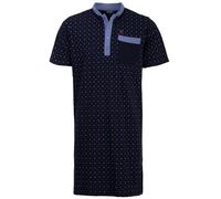 Henry Terre Camicia da notte da uomo, a maniche corte, colletto alto con pois, tasca sul petto, taglia M-3XL, blu navy, XL