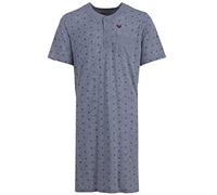 Henry Terre Camicia da notte da uomo, a maniche corte, sul petto, girocollo, abbottonatura, M-XXL, grigio chiaro, XL