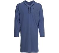 Henry Terre Camicia da notte da uomo, a maniche lunghe, con tasca sul petto, Blu, XXL
