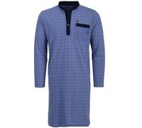 Henry Terre Camicia da notte da uomo a maniche lunghe con tasca sul petto e colletto rialzato, Blu, xxl