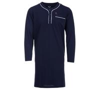 Henry Terre Camicia da notte da uomo a maniche lunghe, tinta unita, tasca sul petto, taglia M-3XL, blu navy, XXL