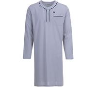 Henry Terre Camicia da notte da uomo a maniche lunghe, tinta unita, tasca sul petto, taglia M-3XL, grigio., 3XL