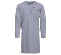 Henry Terre Camicia da notte da uomo a maniche lunghe, tinta unita, tasca sul petto, taglia M-3XL, grigio chiaro, L