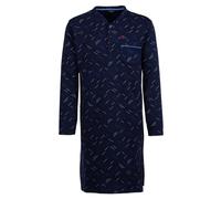 Henry Terre - Camicia da notte termica da uomo a maniche lunghe, design a righe, tasca sul petto, con bottoni, taglia M-3XL, blu navy, 3XL