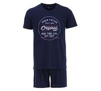 Henry Terre Pigiama da uomo Set 2 pezzi Shorty Vintage Oversize Cotone, blu navy, XXXXL