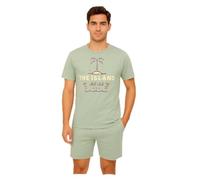 Henry Terre Pigiama da uomo Shorty Island Chill Club Set M-5XL Cotone Pantaloncini & Manica Corta Design Sportivo Tuta Estiva, Iceberg Green., 5XL