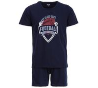 Henry Terre Pigiama da uomo Shorty Paul Football Set M-5XL Cotone Pantaloncini & Manica Corta Design Sportivo Tuta Estiva, blu navy, 4XL