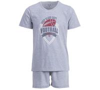 Henry Terre Pigiama da uomo Shorty Paul Football Set M-5XL Cotone Pantaloncini & Manica Corta Design Sportivo Tuta Estiva, grigio chiaro, 5XL