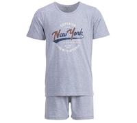 Henry Terre Pigiama da uomo Shorty Paul New York, set M-5XL, in cotone, pantaloncini e maniche corte, design sportivo, grigio chiaro, 4XL