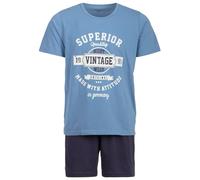Henry Terre Pigiama da uomo Shorty Vintage Blu Shorts Set 2 pezzi M-5XL Cotone, Blu, XXXXL