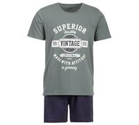Henry Terre Pigiama da uomo Shorty Vintage Blu Shorts Set 2 pezzi M-5XL Cotone, verde, 3XL