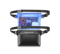 Henrycares 2 Pezzi Marsupio Impermeabile Mare, IPX8 Borsa Impermeabile con Tripla Tenuta, Cintura Regolabile Estesa, Busta Impermeabile Mare per Subacqueo, Spiaggia, Kayak (Nero+cristallo Blu)