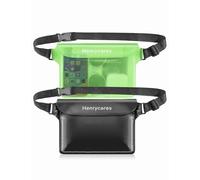 Henrycares 2 Pezzi Marsupio Impermeabile Mare, IPX8 Borsa Impermeabile con Tripla Tenuta, Cintura Regolabile Estesa, Busta Impermeabile Mare per Subacqueo, Spiaggia, Kayak (Nero+cristallo Verde)