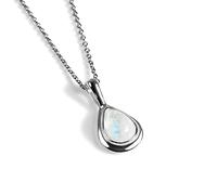 HENRYKA Collana in argento Sterling e pietre preziose naturali, collana classica semplice, collana a goccia, regalo per damigella d'onore, gioiello minimale, 0.63 x 0.31 inches, Pietra di luna, Pietra