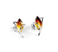 HENRYKA Orecchini pendenti a goccia in ambra tramonto, in argento Sterling 925 massiccio e ambra baltica, splendido ed elegante design bicolore | bel regalo significativo per lei | 25 mm x 8 mm |