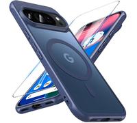 Hensinple Coque Magnetica per Google Pixel 10/Pixel 10 Pro con Vetro Temperato, Compatibile con Magsafe, Custodia Traslucida Opaca Antiurto Antigraffio Sottile per Pixel 10/10 Pro (Blu)