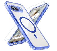 Hensinple Cover Magnetica per Google Pixel 9a con Vetro Temperato, Compatibile con MagSafe, Custodia Antiurto Resistente ai graffi TPU Bumper Sottile Trasparente Posteriore Protettiva Case, Blu