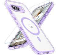 Hensinple Cover Magnetica per Google Pixel 9a con Vetro Temperato, Compatibile con MagSafe, Custodia Antiurto Resistente ai graffi TPU Bumper Sottile Trasparente Posteriore Protettiva Case, Lilla