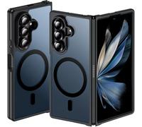 Hensinple Custodia magnetica per Samsung Galaxy Z Fold 7, compatibile con MagSafe, trasparente, opaca, di grado militare, a prova di caduta, antiurto, rigida, in policarbonato, colore nero