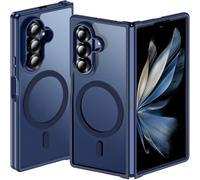 Hensinple Custodia magnetica per Samsung Galaxy Z Fold 7, compatibile con MagSafe, trasparente, sottile, antiurto, rigida, in policarbonato, robusta, anti-ingiallimento (blu)