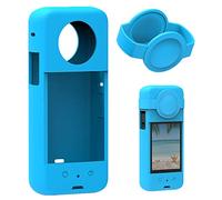 Hensych 1 custodia protettiva in silicone con copriobiettivo per fotocamera Insta360 X3 Panorama Camera Protezione lente tappo anti-goccia cover in silicone corpo lente custodia protettiva,Blu