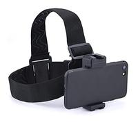 Hensych, Fascia per la testa universale in nylon elastico e ABS, con supporto per cellulare con staffe e clip, per telefoni cellulari o action cam da 7-10 cm di larghezza