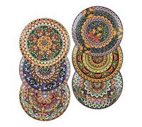 Henten Home Piatto Piano, 6 pezzi Grandi Piatti in ceramica - 28cm, Piatti di Molti Colori, Stile Bohémien, Servizio da Tavola in Gres