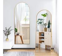 Henunem Specchio per tutto il corpo, 164 x 54 cm, curvo, grande a lunghezza intera, specchio da parete con telaio in lega di alluminio e vetro infrangibile, specchio da pavimento per soggiorno