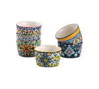 HENXFEN LEAD Coppette per crème brûlée da 120 ml, set di 6 stampini per soufflé in porcellana, mini pirofile colorate per deliziosi stufati, ragù e budini - stile bohémien.