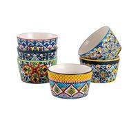 HENXFEN LEAD Coppette per crème brûlée in porcellana, set di 6 stampini per soufflé da 240 ml, piccole pirofile colorate per deliziosi stufati, ragù e budini - stile bohémien.