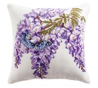 Henypt 11Ct Cuscino Punto Croce Kit Completo Per Hobby Creativo Farfalla Sotto Il Fiore Di Glicine Decorativi Accessori Per Lavoretti Creativi Diy Casa Decor Hobby Adulti Cross Stitch Ca. 45 X 45 C
