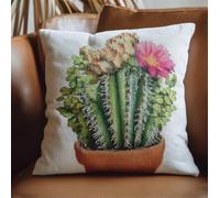 Henypt Cuscino Con Ricamo A Punto Croce Kit Per Cuscino Ricamato Cactus 45X45Cm Prestampato Da Tiro Fai Da Te Ricamato Kit Ricamo Completi Decorativo Casa Per Principianti Adulti
