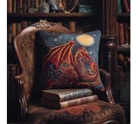 Henypt Cuscino Punto Croce Da Ricamare Punto Croce Kit Ricamare Drago Al Chiaro Di Luna 45X45Cm Cuscino Ricamato A Mano Con Set Fai Da Te Per Adulti Principianti Per Arredamento Casa