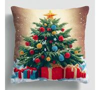 Henypt Kit Cuscino Con Gancio Di Chiusura, albero di Natale Kits Gancio di Chiusura Fai Da Te Cuscino Fatto A Mano All'Uncinetto Ricamo,43x43cm