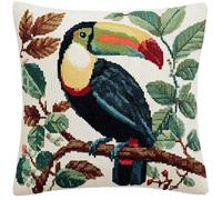 Henypt Kit Cuscino Punto Croce Tucano Su Un Ramo Set Ricamo Principianti Cuscini Decorativi Ca. 45 X 45 Cm Accessori Per Lavoretti Creativi Diy Casa Decor Hobby Adulti Cross Stitch