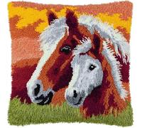 Henypt Kit Di Cuscini Con Gancio Di Chiusura Della Cavalla E Puledro Cavallo Kit Di Uncinetto Kit Di Fodere Per Cuscini Fai-Da-Te Con Strumento Di Gancio Di Chiusura Adatto Per Bambini E