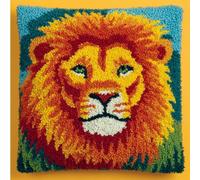 Henypt Kit Gancio Di Chiusura Cuscino, leone animale Kit Ricamare Cuscini Federa,Cuscino Artigianato Fai Da Te Ricamo Gancio Di Chiusura Tappeto Ricamo,43x43cm