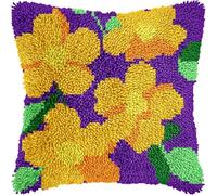 Henypt Kit Latch Hook Cuscino Con Fiori Gialli Kit Gancio Di Chiusura Tappeto Ca. 43 X 43 Cm Set Ricamo Principianti Casa Decorazioni Attività Creative Adulti Hobby Gobelin Cuscino