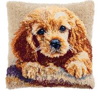 Henypt Kit Latch Hook Cuscino Cucciolo Di Cane Cocker Spaniel Kit Gancio Di Chiusura Tappeto Ca. 43X43 Cm Set Ricamo Principianti Casa Decorazioni Attività Creative Adulti Hobby Gobelin C