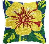 Henypt Kit Natalizio Con Punto Croce, Fiori Gialli Con Motivo Natalizio Stampato, Tela All'Uncinetto, Per Cuscini Del Divano, Adatto Per Bambini E Adulti, 43 X 43 Cm