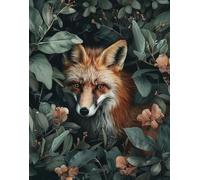 Henypt Kit Punto Croce Volpe Nascosta Dietro Le Foglie Dei Fiori Schemi Quadri Set Ricamo Punto Croce Kit Da Ricamare Principianti Starter Prestampato Stampato Cross Stitch Embroidery Ricami
