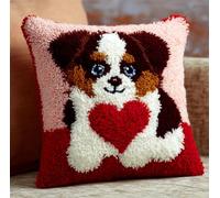 Henypt Latch Hook Cuscini Piccoli, Cucciolo Carino E Cuore D'Amore Set Di Fodere Per Cuscini,Fai Da Te Creativo, Kit Per Fabbricare Tappeti A Punto Croce,Gancio Di Chiusura Kit Motivo Col