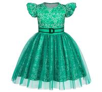 HenzWorld Costume da principessa disgusto, per bambine, vestito da principessa disgusto, a maniche corte, con personaggi dei cartoni animati, travestimento per bambini, cosplay, 2, colore verde
