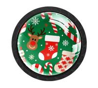 HEOEH Confezione da 4 pomelli neri per armadietti, a forma di renna, bastoncini di zucchero, maniglie per cassetti con viti di 2 dimensioni, foro singolo rotondo per cucina, comò, armadio, cassettiera