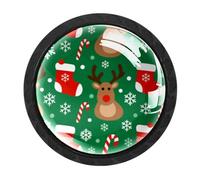 HEOEH Confezione da 4 pomelli neri per armadietti, a forma di renna natalizia, per cassetti e credenze, con viti di 2 dimensioni, foro singolo rotondo per cucina, comò, armadio, cassettiera, mobili